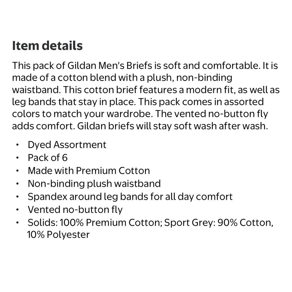 Gildan (6) Pack Men's SMALL NEW Briefs Tagless Black + 2 Different Grey's Cotton